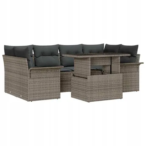 vidaXL Ensemble de canapé de jardin 7 pc Gris – 371553 – image 1