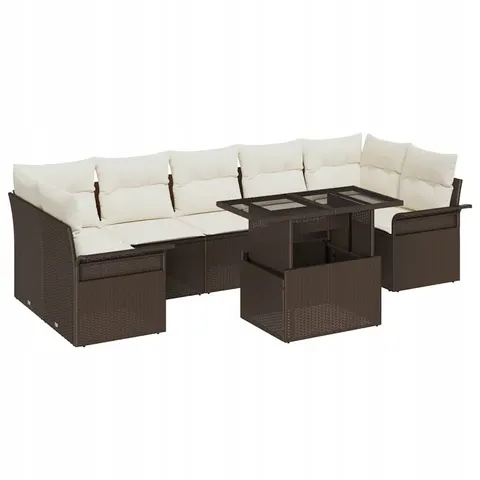 vidaXL Ensemble de canapé de jardin 8 pc Marron – 371744 – image 1