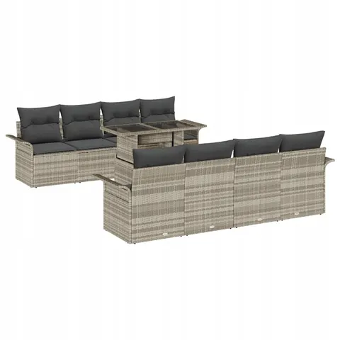 vidaXL Ensemble de canapé de jardin 9 pc Gris clair – 371881 – image 1