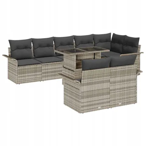 vidaXL Ensemble de canapé de jardin 9 pc Gris clair – 372482 – image 1