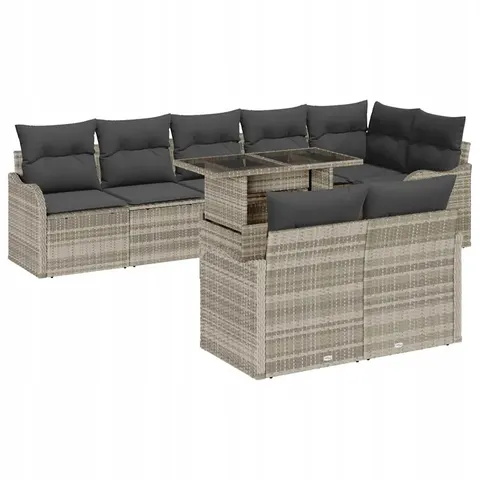 vidaXL Ensemble de canapé de jardin 9 pc Gris clair – 374288 – image 1