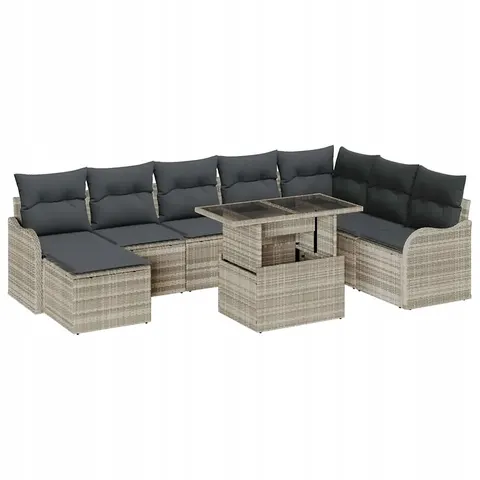 vidaXL Ensemble de canapé de jardin 9 pc Gris clair – 374585 – image 1
