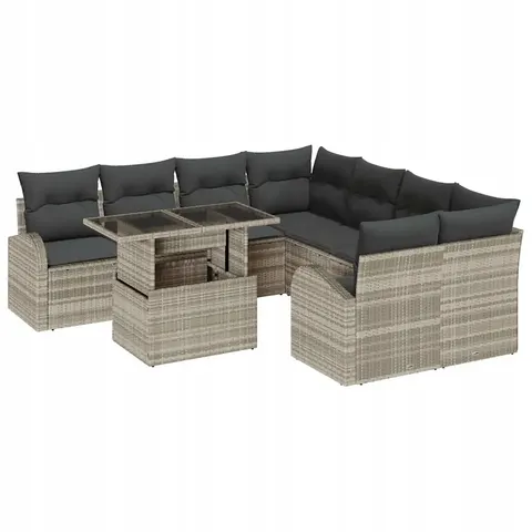 vidaXL Ensemble de canapé de jardin 9 pc Gris clair – 375582 – image 1