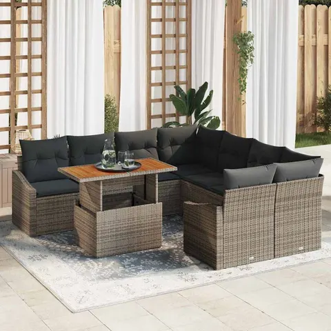 vidaXL Ensemble de canapé de jardin 9 pc Gris Poly rotin – 387578 – image 1