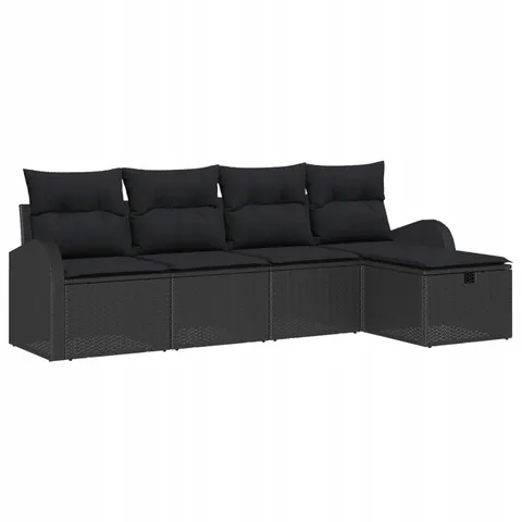 vidaXL Ensemble de Canapés 5 pc Noir polyrotin – 392657 – image 1