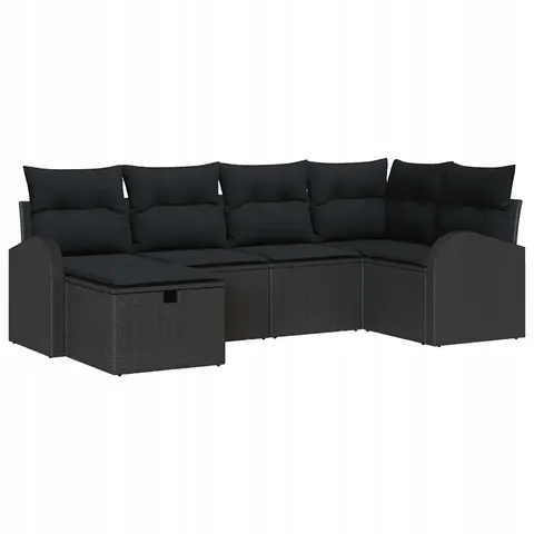 vidaXL Ensemble de Canapés 6 pc Noir polyrotin – 392855 – image 1