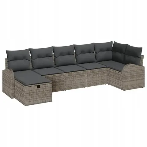 vidaXL Ensemble de Canapés 7 pc Gris polyrotin – 393012 – image 1