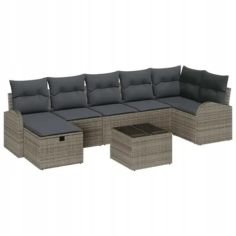 vidaXL Ensemble de Canapés 8 pc Gris polyrotin – 393111 – image 1