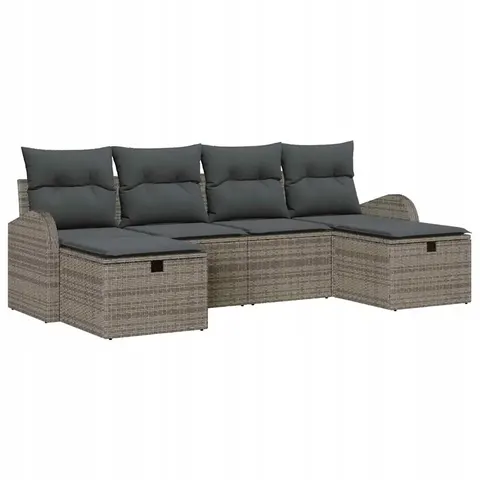 Ensemble de Canapés 6 pc Gris polyrotin vidaXL – 393210 – image 1
