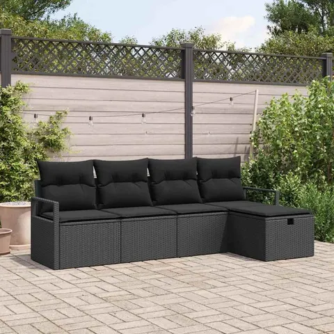 vidaXL Ensemble de Canapés 5 pc 5 place Noir polyrotin – image 1