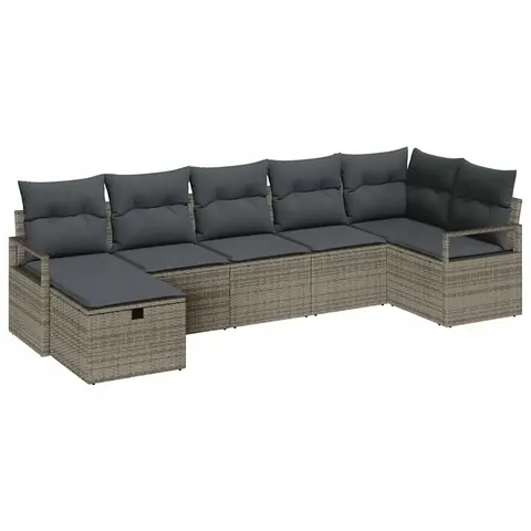 Ensemble de Canapés 7 pièces Gris polyrotin vidaXL – image 1