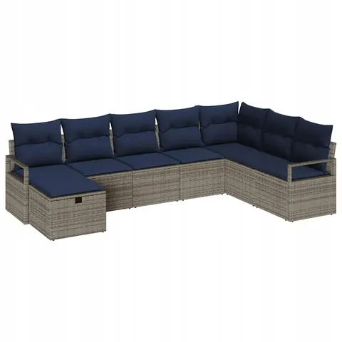 vidaXL Ensemble de Canapés 8 pc Gris polyrotin – 394378 – image 1