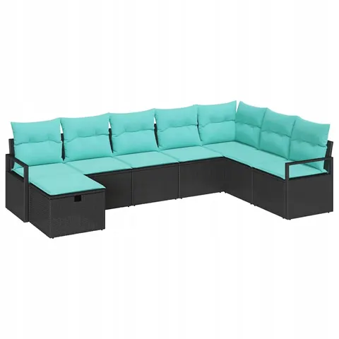 vidaXL Ensemble de Canapés 8 pc Noir polyrotin – 394385 – image 1