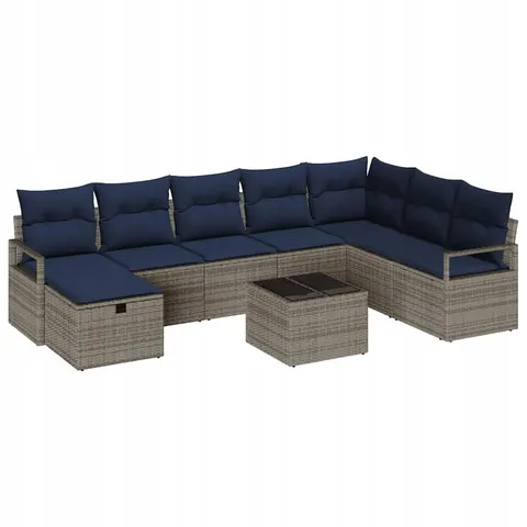 vidaXL Ensemble de Canapés 9 pc Gris polyrotin – 394477 – image 1