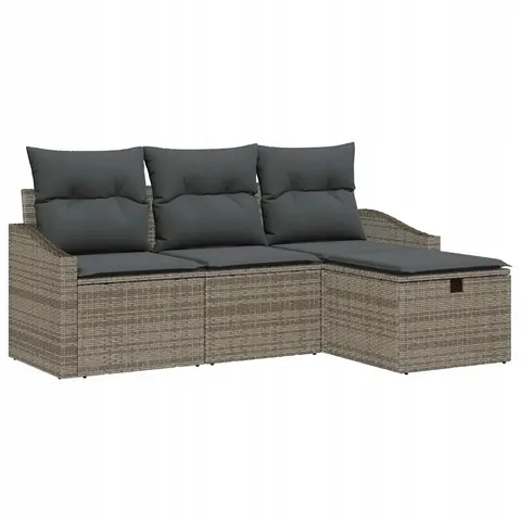 vidaXL Ensemble de Canapés 4 pc Gris polyrotin – 394514 – image 1