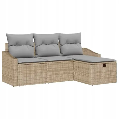 vidaXL Ensemble de Canapés 4 pc Beige polyrotin – 394521 – image 1