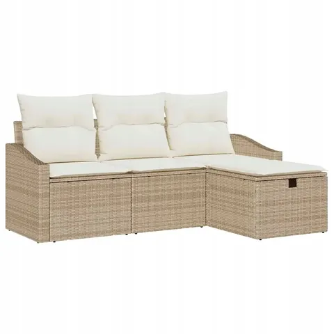 vidaXL Ensemble de Canapés 4 pc Beige polyrotin – 394538 – image 1
