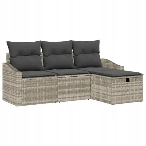 vidaXL Ensemble de Canapés 4 pc Gris clair polyrotin – 394545 – image 1