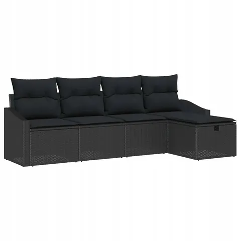 vidaXL Ensemble de Canapés 5 pc Noir polyrotin – 394651 – image 1