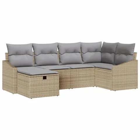 vidaXL Ensemble de Canapés 6 pc Beige et Gris clair polyrotin – 394828 – image 1