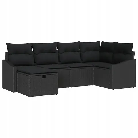 vidaXL Ensemble de Canapés 6 pc Noir polyrotin – 394859 – image 1