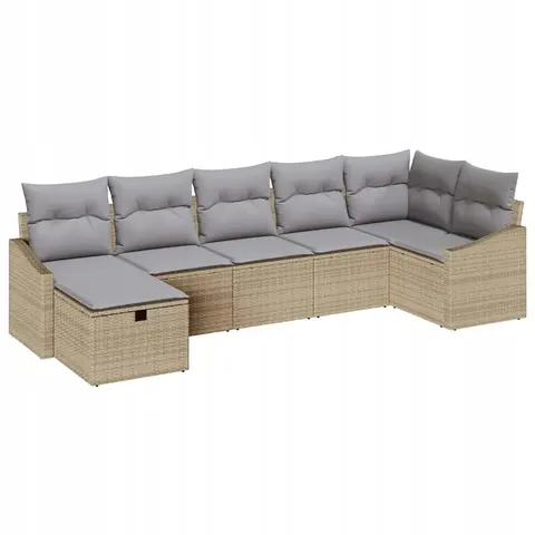 vidaXL Ensemble de Canapés 7 pc Beige polyrotin – 395023 – image 1