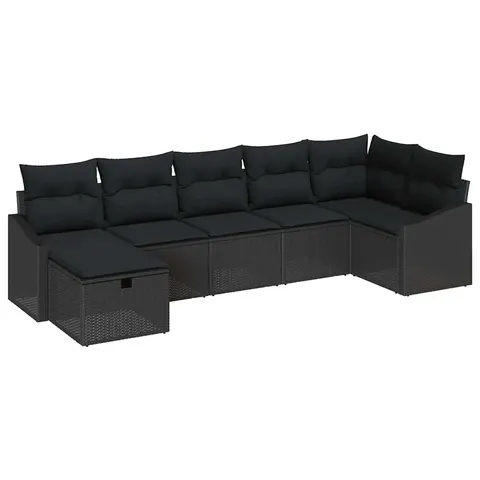 vidaXL Ensemble de Canapés 7 pc Noir polyrotin – 395054 – image 1