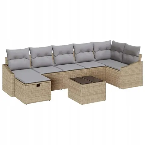 vidaXL Ensemble de Canapés 8 pc Beige polyrotin – 395122 – image 1