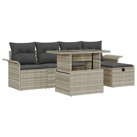 vidaXL Ensemble de canapé de jardin 6 pc Gris clair polyrotin – 398727 – image 1