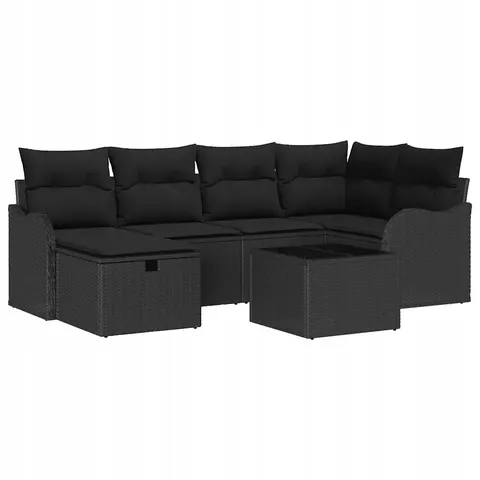 vidaXL Ensemble de canapé de jardin 7 pc Poly rotin – 404435 – image 1