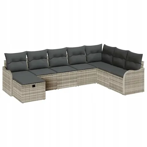 vidaXL Ensemble de canapé de jardin 8 pc Gris clair polyrotin – 404824 – image 1