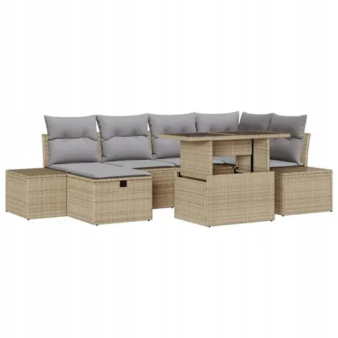 vidaXL Ensemble de canapé de jardin 7 pc Beige polyrotin – 413284 – image 1