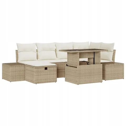 vidaXL Ensemble de canapé de jardin 7 pc Beige polyrotin – 413291 – image 1