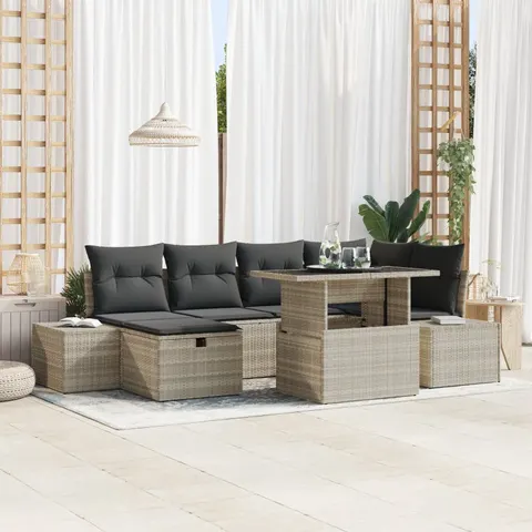 vidaXL Ensemble de canapé de jardin 7 pc Gris clair polyrotin – 413307 – image 1