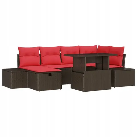 vidaXL Ensemble de canapé de jardin 7 pc Marron polyrotin – 413321 – image 1