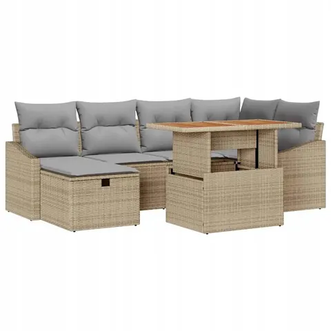 vidaXL Ensemble de canapé de jardin 7 pc Beige polyrotin – 414762 – image 1