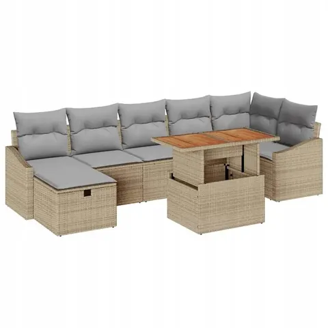 vidaXL Ensemble de canapé de jardin 8 pc Beige polyrotin – 414830 – image 1