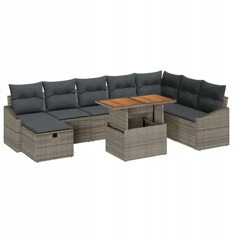 vidaXL Ensemble de canapé de jardin 9 pc Gris polyrotin – 414892 – image 1