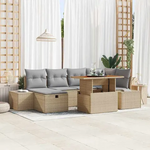 vidaXL Ensemble de canapé de jardin 7 pc Beige polyrotin – 415042 – image 1