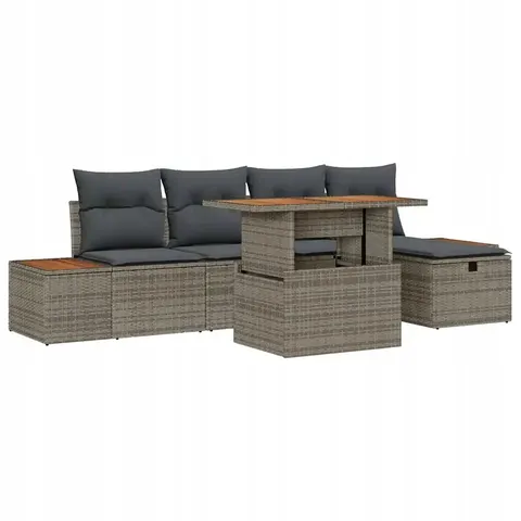vidaXL Ensemble de canapé de jardin 6 pc Gris polyrotin – 415257 – image 1