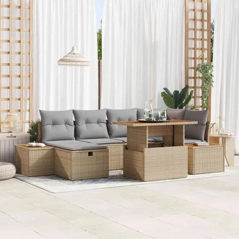 vidaXL Ensemble de canapé de jardin 7 pc Beige polyrotin – 415318 – image 1