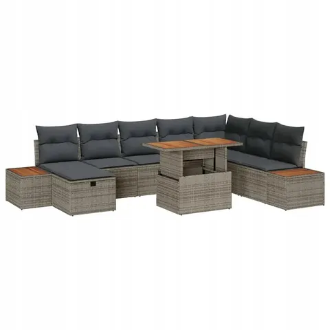 vidaXL Ensemble de canapé de jardin 9 pc Gris polyrotin – 415400 – image 1