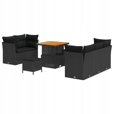 vidaXL Ensemble de canapé de jardin 8 pc Noir polyrotin – 415431 – image 1