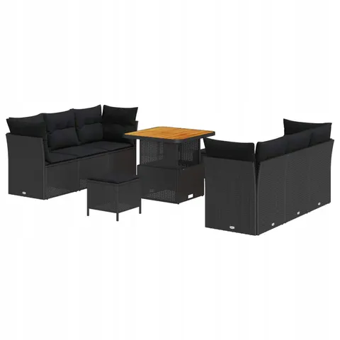 vidaXL Ensemble de canapé de jardin 9 pc Noir polyrotin – 415530 – image 1