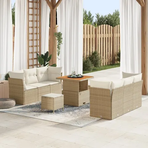vidaXL Ensemble de canapé de jardin 9 pc Beige polyrotin – 415554 – image 1