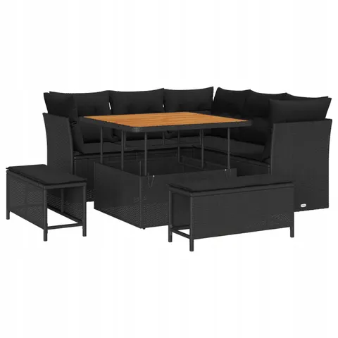 vidaXL Ensemble de canapé de jardin 8 pc Noir polyrotin – 415936 – image 1