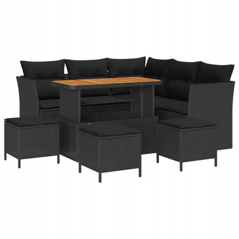 vidaXL Ensemble de canapé de jardin 9 pc Noir polyrotin – 416087 – image 1