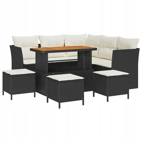 vidaXL Ensemble de canapé de jardin 9 pc Noir polyrotin – 416094 – image 1
