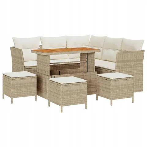 vidaXL Ensemble de canapé de jardin 9 pc Beige polyrotin – 416100 – image 1