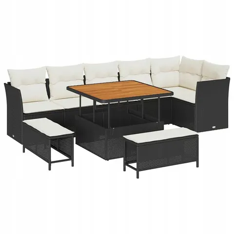 vidaXL Ensemble de canapé de jardin 9 pc Noir polyrotin – 416148 – image 1